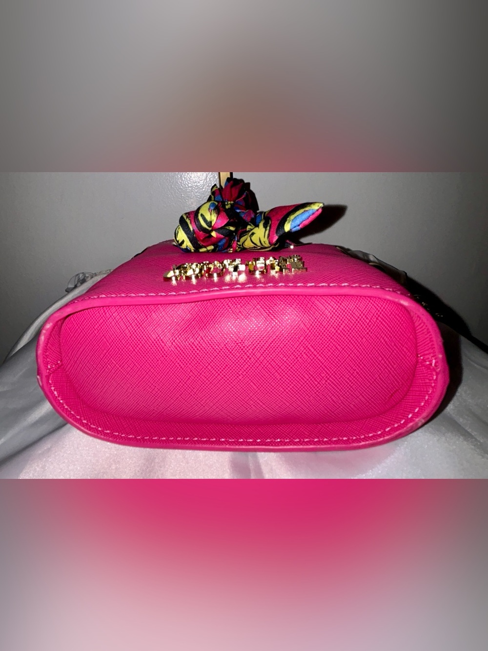 Versace Jeans Couture Cross Body Bag with Knotted Scarf in Fuchsia NWT - Picture 9 of 12